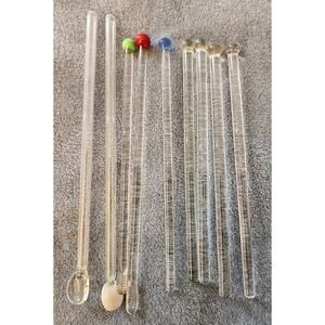 Fifteen Vintage Glass Stirrers Swizzles Barware